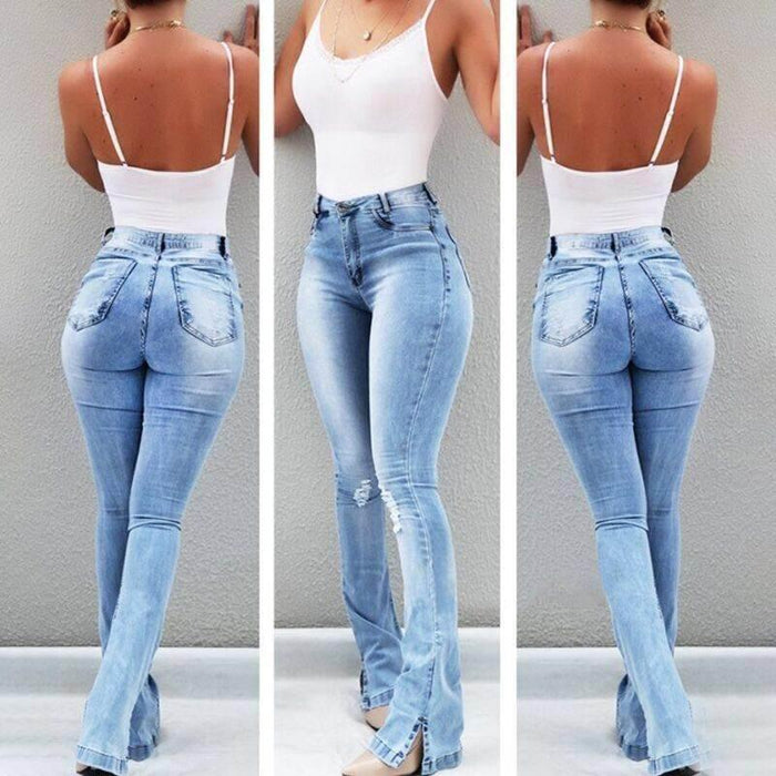 OP LADY Stretch Flare High Waist Jeans Trousers For Women - OPM Clothing