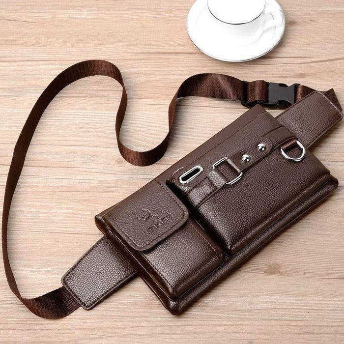 OPM Men's Sports Waist Bag Multi Functional Outdoor Waist Bag PU Messenger Bag Riding Waist Bag - OPM Clothing