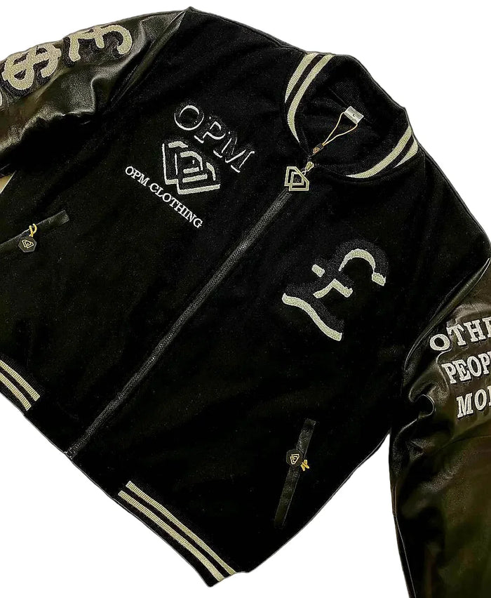 OPM BLACK (UNIVERSITY OF CRIME) VARSITY JACKET - OPM Clothing