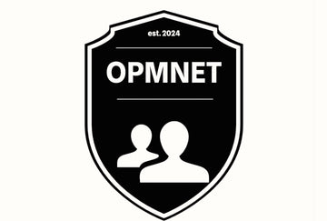 OPMNET logo for ultra-secure encrypted mobile networking. A black shield representing privacy for lawyers and elite professionals, est. 2024.