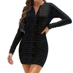 Women's OPM HIStory Zipper Long Sleeve Hip Dress - OPM Clothing