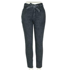 OP LADY High Waist Jeans Women Streetwear Bandage Denim Plus Size Jeans Femme Pencil Pants Skinny Jeans - OPM Clothing