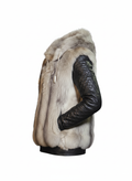 Fur vest with leather arm on a white background