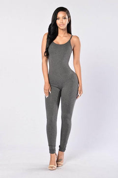 Women's Fashion Sexy Long Tight Backless Suspender Jumpsuit Solid Color Sexy Bodysuit - OPM Clothing