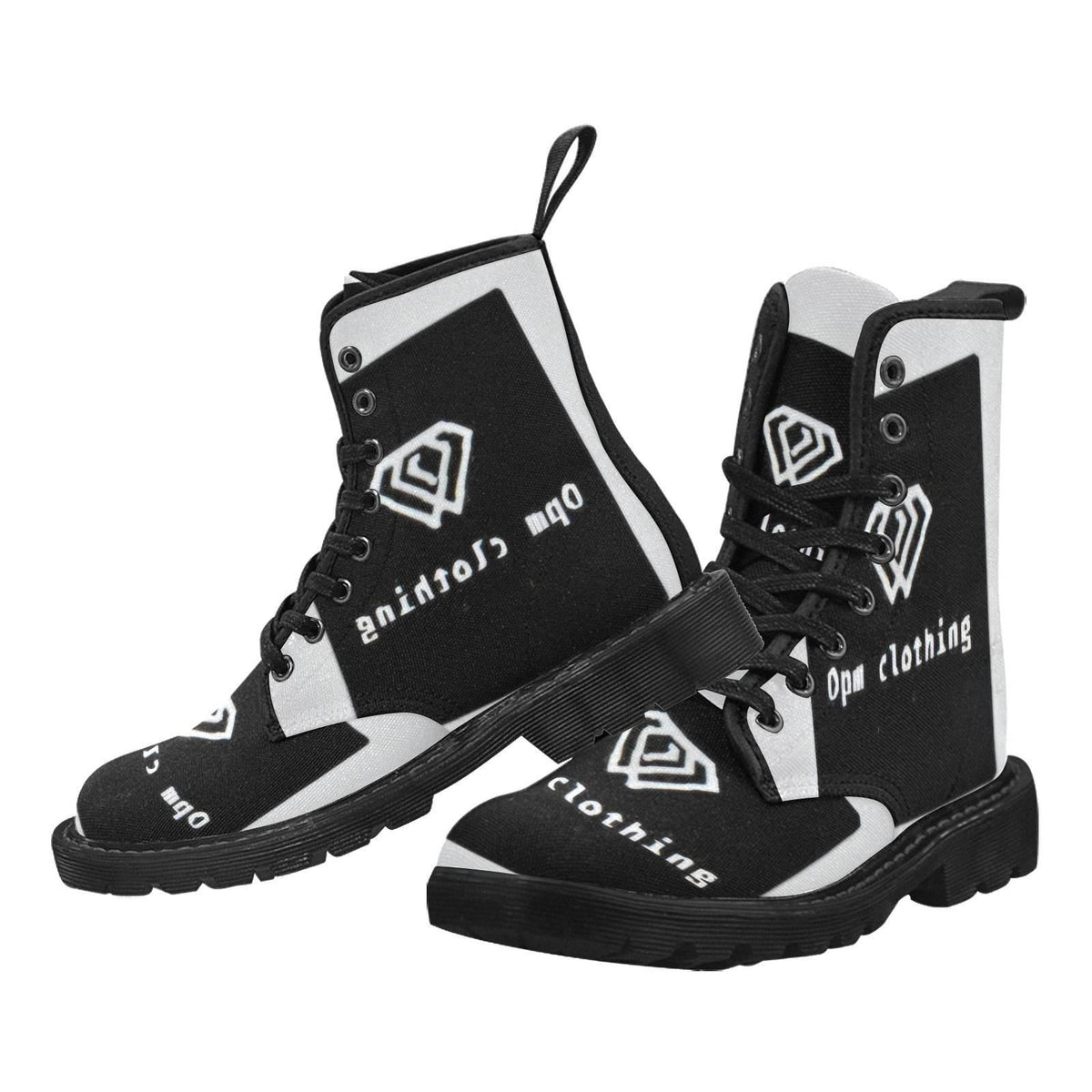 Women's Lace Up OPM BLACK INSIGNIA Canvas Boots - OPM Clothing