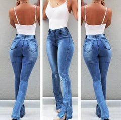 OP LADY Stretch Flare High Waist Jeans Trousers For Women - OPM Clothing