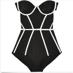 OP LADY Strapless Push Up One Piece Swimsuit Women Patchwork Body Swimwear Bodysuit Swimming Wear Bathing Suit Lady Beachwear Elegant - OPM Clothing