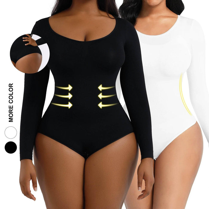 OP LADY Bodysuit Body Hugging Body Lifting Body Shaping Women's Bodysuit Long Sleeve Body Slimming Cloth Body Shaping - OPM Clothing