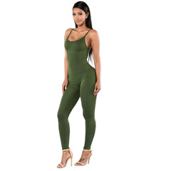 Women's Fashion Sexy Long Tight Backless Suspender Jumpsuit Solid Color Sexy Bodysuit - OPM Clothing