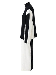 OP LADY Two Pieces Suit Half-body Skirt Black Knitting Sweater Big Size Turtleneck Women Fashion Autumn Winter - OPM Clothing