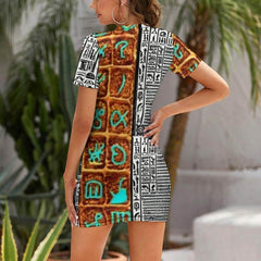OPM OP LADY White Crew Neck Short Sleeve Dress - OPM Clothing