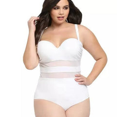 OP LADY Plus Size Swimwear Women One-Piece Swimsuit Large Bathing Suit Push Up Full Body Beach Wear See-Through Mesh Swiming - OPM Clothing
