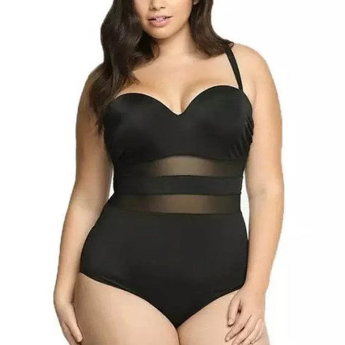 OP LADY Plus Size Swimwear Women One-Piece Swimsuit Large Bathing Suit Push Up Full Body Beach Wear See-Through Mesh Swiming - OPM Clothing