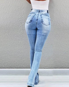 OP LADY Stretch Flare High Waist Jeans Trousers For Women - OPM Clothing
