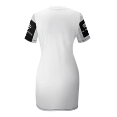 OPM OP LADY White Crew Neck Short Sleeve Dress - OPM Clothing