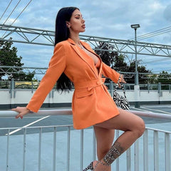 OP LADY Autumn New Niche Design Deep V Shoulder Pad Sexy Belt Shape Body Suit - OPM Clothing