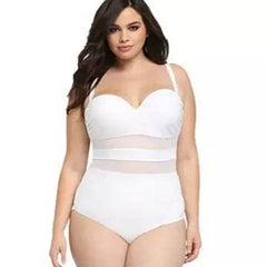 OP LADY Plus Size Swimwear Women One-Piece Swimsuit Large Bathing Suit Push Up Full Body Beach Wear See-Through Mesh Swiming - OPM Clothing