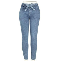 OP LADY High Waist Jeans Women Streetwear Bandage Denim Plus Size Jeans Femme Pencil Pants Skinny Jeans - OPM Clothing