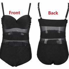 OP LADY Plus Size Swimwear Women One-Piece Swimsuit Large Bathing Suit Push Up Full Body Beach Wear See-Through Mesh Swiming - OPM Clothing