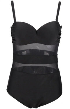 OP LADY Plus Size Swimwear Women One-Piece Swimsuit Large Bathing Suit Push Up Full Body Beach Wear See-Through Mesh Swiming - OPM Clothing