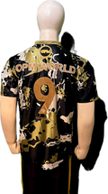  Rear view of OPM World football top showing custom gold number 9 and 'Founded' branding.