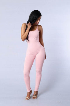 Women's Fashion Sexy Long Tight Backless Suspender Jumpsuit Solid Color Sexy Bodysuit - OPM Clothing
