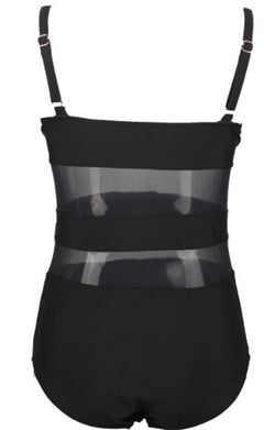 OP LADY Plus Size Swimwear Women One-Piece Swimsuit Large Bathing Suit Push Up Full Body Beach Wear See-Through Mesh Swiming - OPM Clothing
