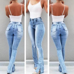 OP LADY Stretch Flare High Waist Jeans Trousers For Women - OPM Clothing