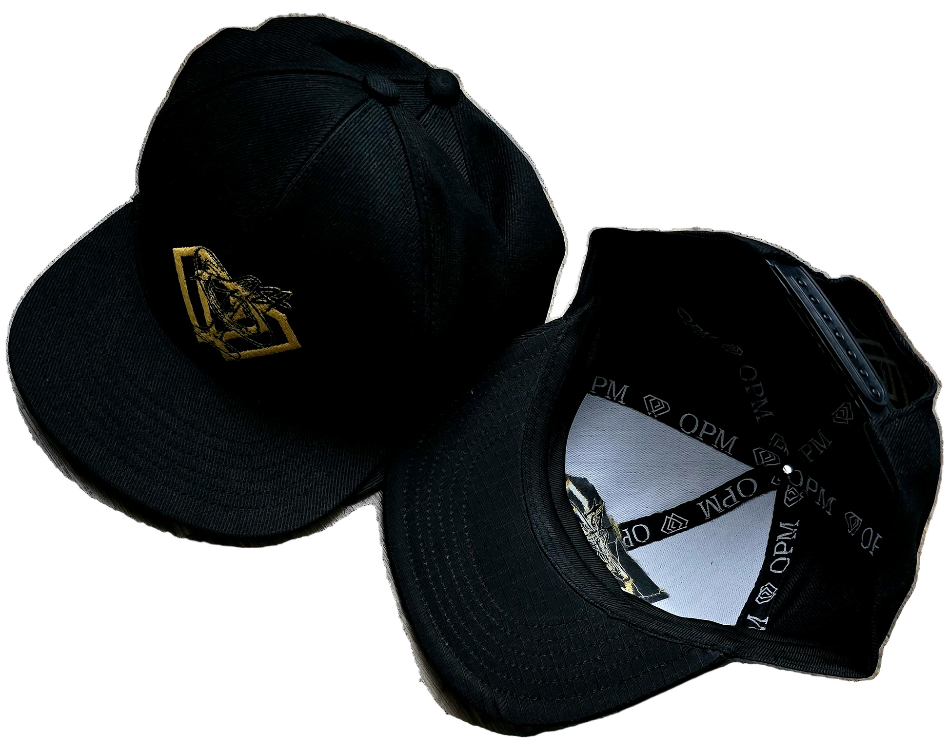  Interior view of the God First Empire x OPM baseball hat showing the custom OPM logo taping, premium inner lining, and adjustable strap.