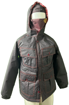 Obsidian heat-reactive jacket changing colour, technical streetwear jacket with YKK zips, OPM Clothing outerwear.