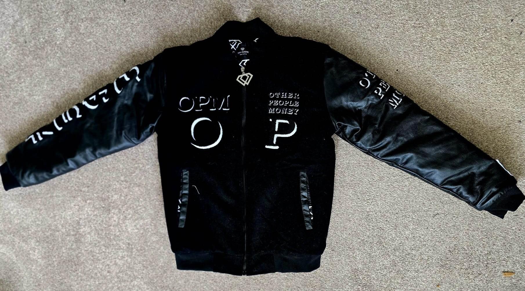 AVIREX ブラックレザー ジャケット （仮）opm OPM (LIMITED EDITION) MONEY MAKER (Avirex VARSITY Style) Bushkin Jacke