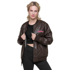 PINK OPM Leather Bomber Jacket - OPM Clothing
