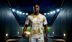 The Elite: OPM World Football Jersey, White and Gold