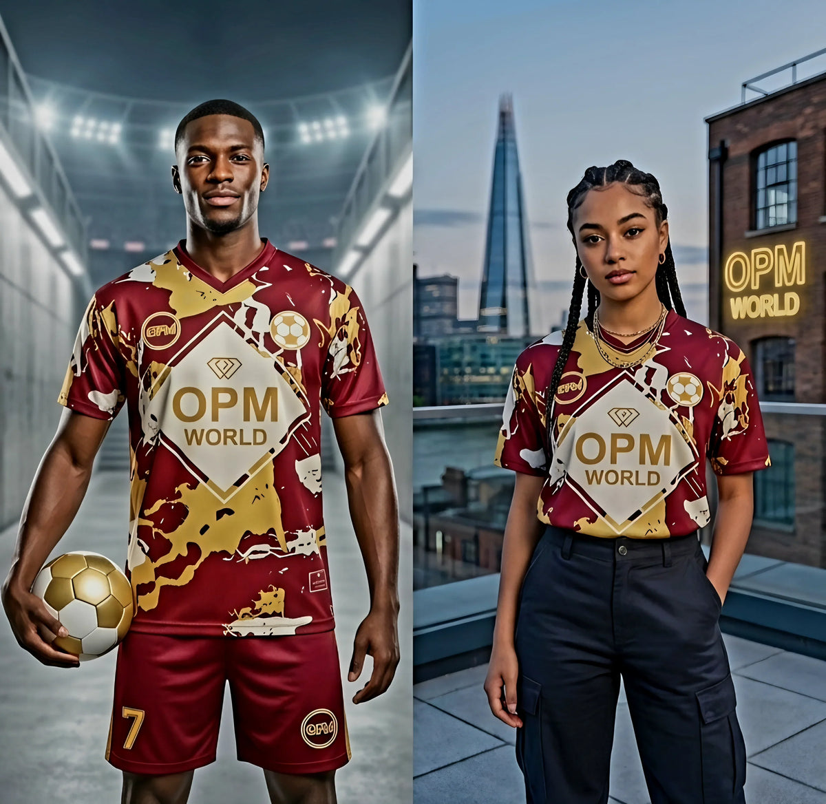 The Elite: OPM World Football Jersey, Burgundy and Gold