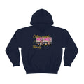 Navy blue unisex hooded sweatshirt with 