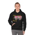 Man wearing black hooded sweatshirt with 'Other peoples Money' text and dog graphic on front