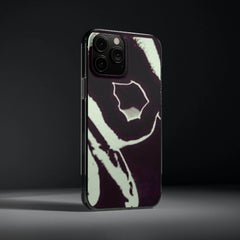 Urban streetwear style phone case with bold abstract black and white graphic design