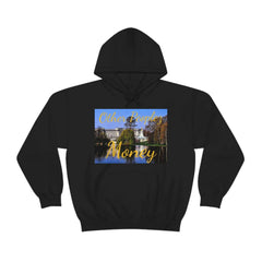 Black unisex hoodie with palace and 'Other Peoplez Money' graphic on front